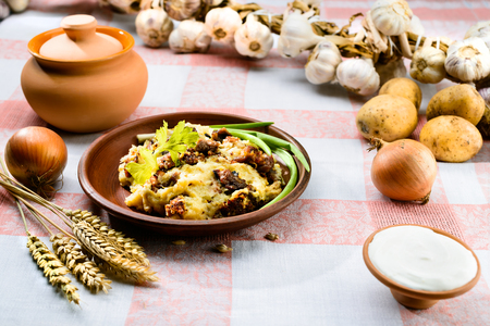 Traditional Belarusian and Ukrainian Cuisine. Potato babka, bakeの写真素材