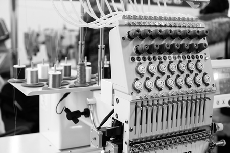 Industrial sewing machine close up shallow dofの写真素材