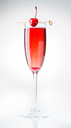 Cocktail Kir royal on a light backgroundの写真素材