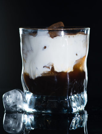 closeup of Cocktail white russian close-up on the bar