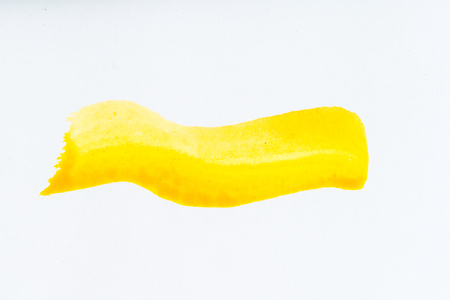 Yellow brush stroke and texture. Underline and border. Watercolor abstract textureの写真素材