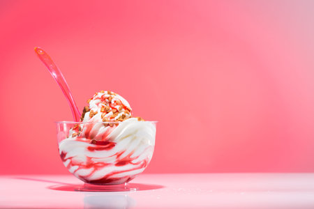 plastic cup of an strawberry sundae