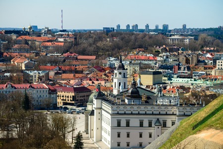 Beautiful view from the observation deck of spring Vilnius old tの写真素材
