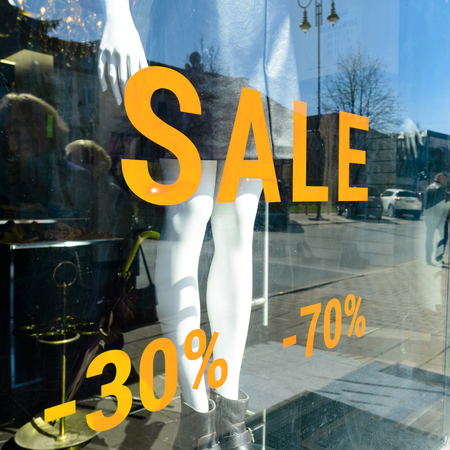 sale, larger discounts shopping season, 30 and 70 percentの写真素材