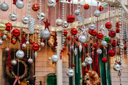 Christmas Holiday balls, Christmas decorations close-up, selective focusの写真素材