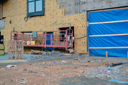 house thermal insulation mineral wool slabs, Inside wall heat isolation with mineral wool, building...