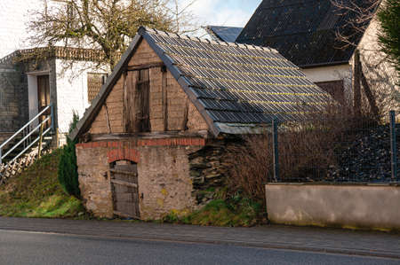 An old barn in Germany an abandoned warehouseの写真素材