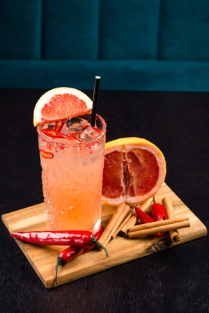 colorful fruity cocktails with fruitsの写真素材