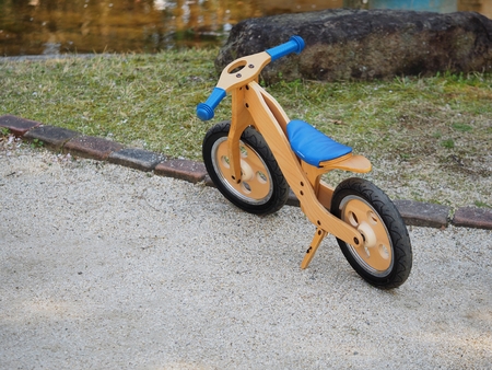 wooden toy bikeの写真素材