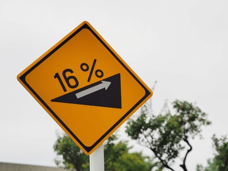 traffic signs 16% steep slopeの写真素材