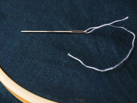 embroidery with needle and thread