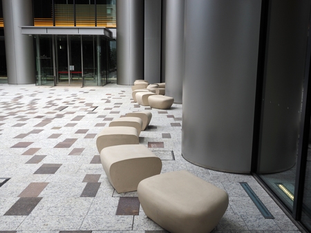 stone bench in the cityの写真素材