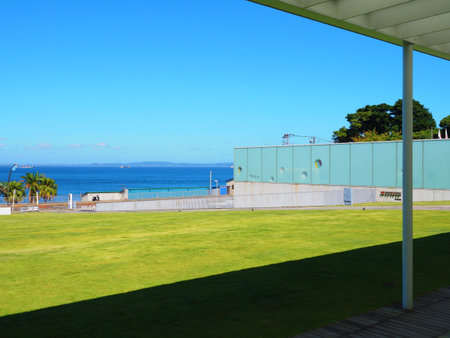 Yokosuka Kanagawa,Japan/Aug 22,2018:courtyard of Yokosuka Museum of Artのeditorial素材