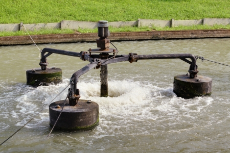 Water treatment by aeratorの写真素材