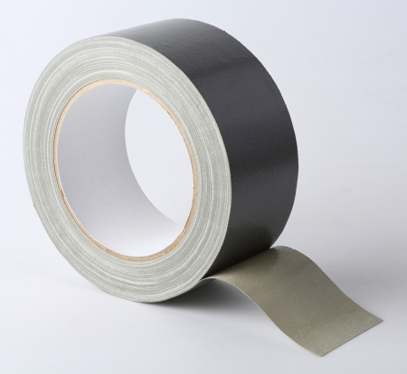 Silver color cloth tape (Duct Tape) isolated on whiteの写真素材