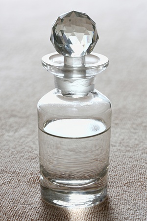 Clear spa oil in luxury glass bottleの写真素材