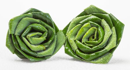 Green flower made by pandan leafの写真素材