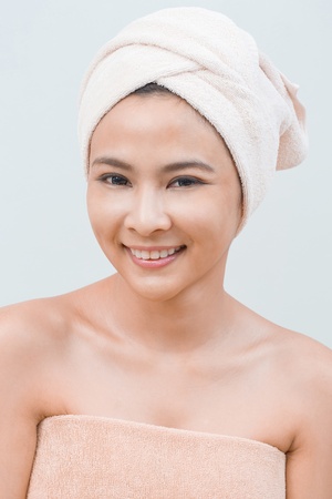 young girl portrait in Thai spaの写真素材