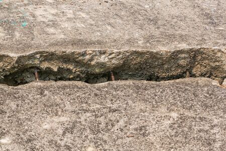 Cracked concrete floor outside of the buildingの写真素材