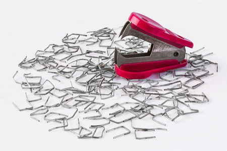 Close up staple and remover isolated on white background