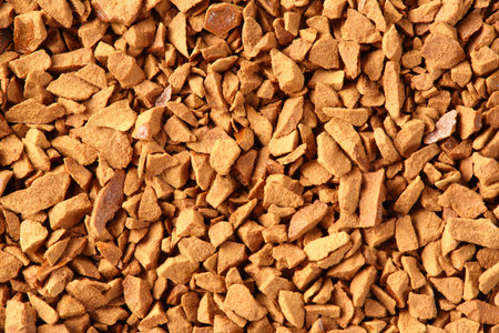 Close up golden color freeze dried coffee