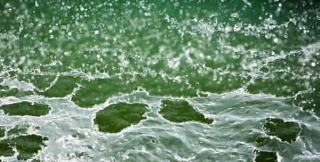Close up clear water splash stopped action by high speed shutter