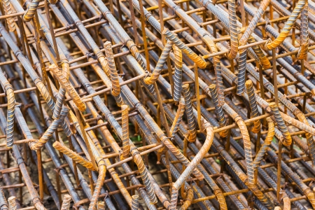 Close up rusty rebar texture in construction siteの写真素材