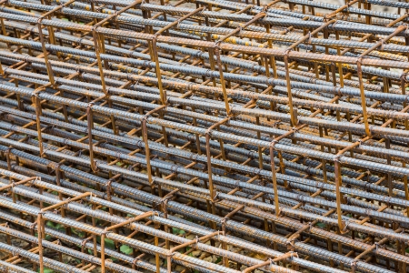 Close up rusty rebar texture in construction siteの写真素材