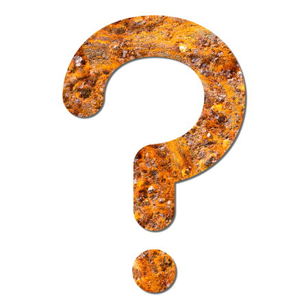 Font rusty steel texture question mark with shadow and pathの写真素材