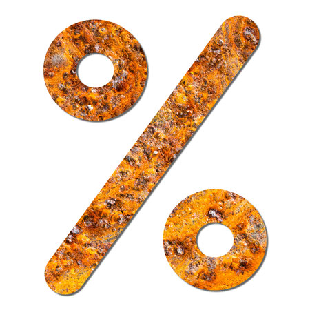 Font rusty steel texture percent sign with shadow and pathの写真素材