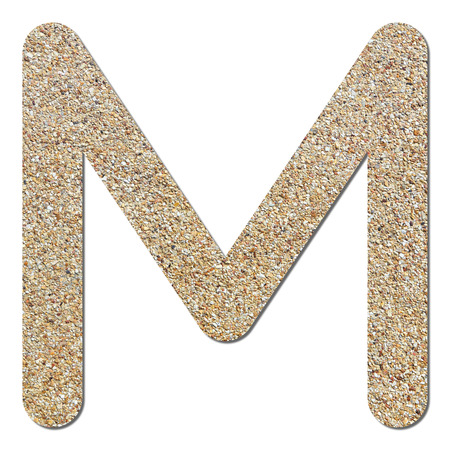 Font rough gravel texture alphabet M with shadow and pathの写真素材
