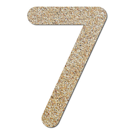 Font rough gravel texture numeric 7 with shadow and path