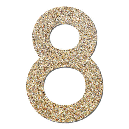 Font rough gravel texture numeric 8 with shadow and path