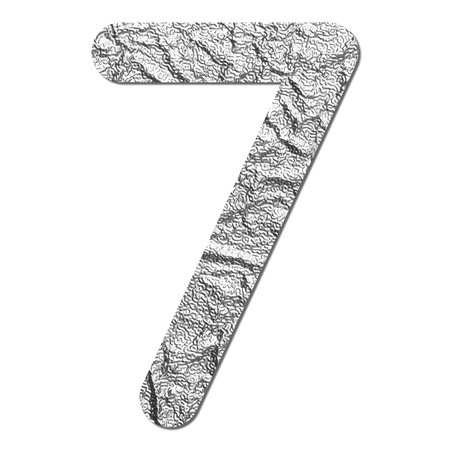 Font aluminum foil texture numeric 7 with shadowの写真素材