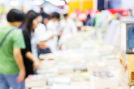 Abstract blurred people walking in shopping centerの写真素材