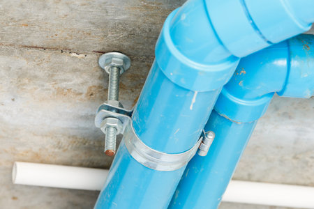 Close up sanitary distribution system installation in new building