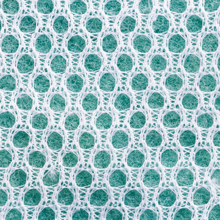 Close up old sponge cleaning pad with nylon net texture