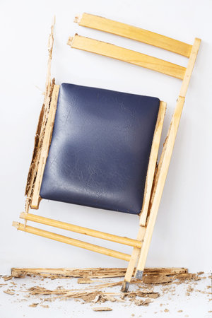 Close up damaged chair eaten by termite or white antの写真素材