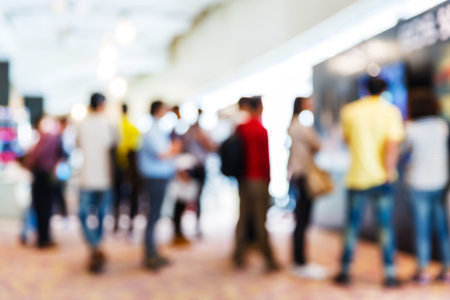 Abstract blurred people in press conference event, business concept