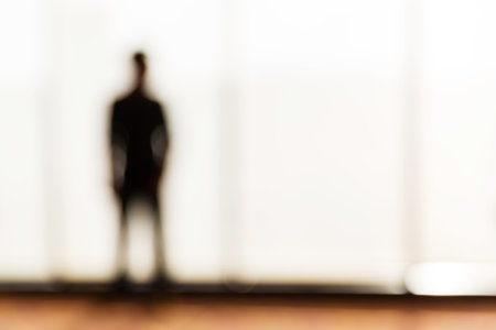 Abstract blurred people in press conference event, business concept