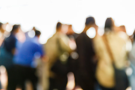 Abstract blurred people in press conference event, business concept