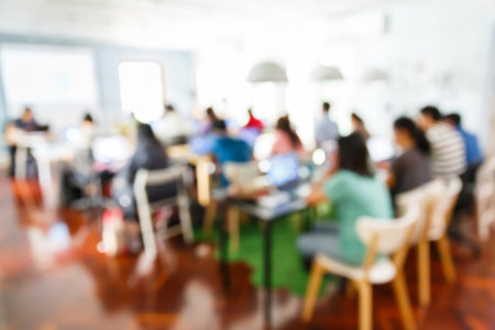 Abstract blur people lecture in seminar room, education or training concept
