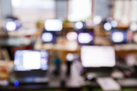 Abstract blur computer in seminar room, education or training conceptの写真素材