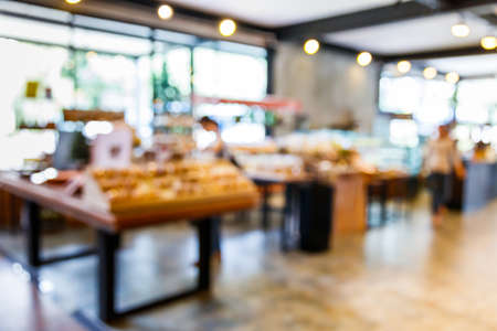 Abstract blur bakery shop with defocused light bokehの写真素材