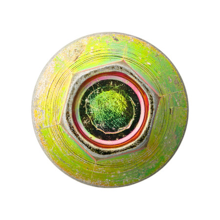 Close up old and rusty nut or screw head