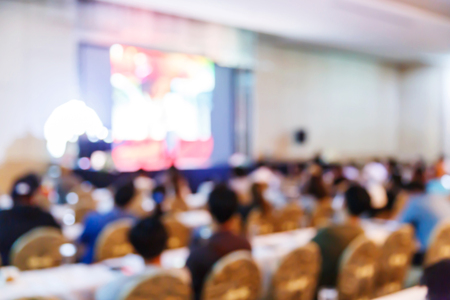 Abstract blur people in press conference meeting, new product launching, business event conceptの写真素材