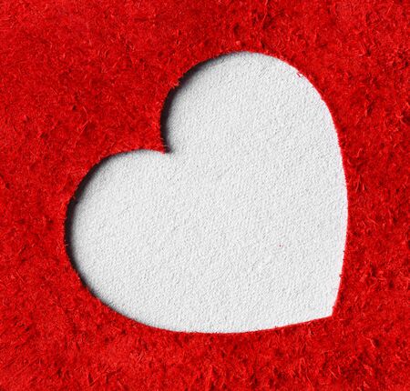 Heart shape red and white color genuine leather, valentine and love conceptの写真素材