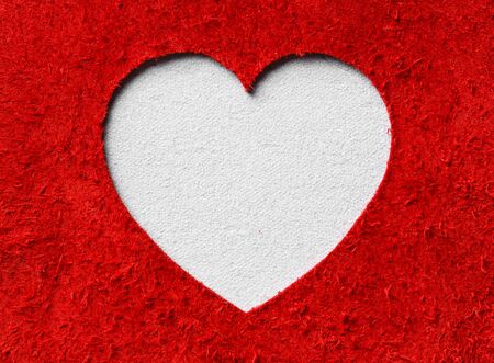 Heart shape red and white color genuine leather, valentine and love conceptの写真素材