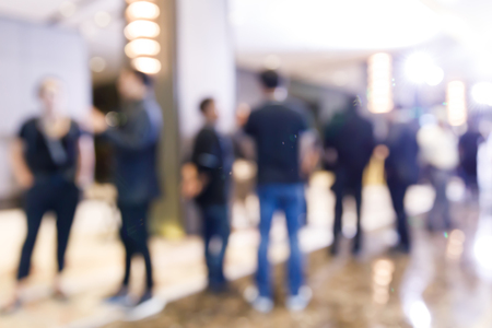 Abstract blur people in press conference event or corporate exhibition seminar meeting partyの写真素材