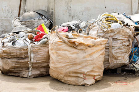Big bag contain recycle scrap in junkjard, heavy duty and durable use in recycle shopの写真素材